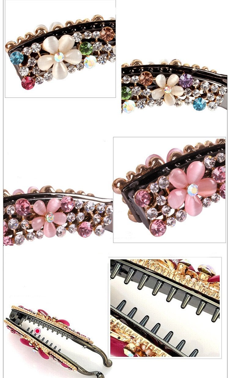Ruihfas Sparkly Crystal Rhinestone Banana Hair Clips Comb for Lady Women Ponytail Holder (Mulitcolor) - Image 3